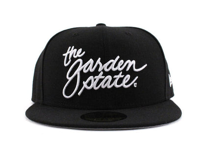 The Garden State Script New Era 59FIFTY Fitted Cap (BLACK WHITE GRAY UNDER BRIM)