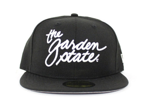 The Garden State Script New Era 59Fifty Fitted Hats (Black Gray Under Brim)