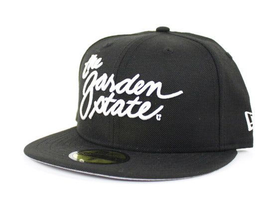 The Garden State Script New Era 59Fifty Fitted Hats (Black Gray Under Brim)