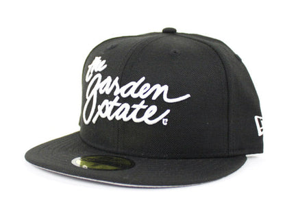 The Garden State Script New Era 59Fifty Fitted Hats (Black Gray Under Brim)