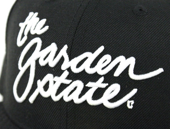 The Garden State Script New Era 59Fifty Fitted Hats (Black Gray Under Brim)