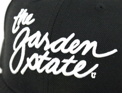 The Garden State Script New Era 59Fifty Fitted Hats (Black Gray Under Brim)