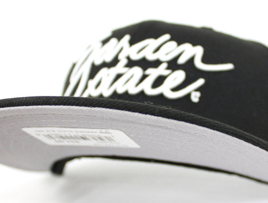The Garden State Script New Era 59Fifty Fitted Hats (Black Gray Under Brim)