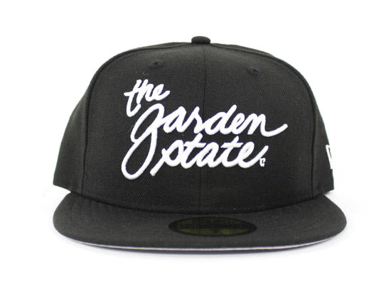The Garden State Script New Era 59Fifty Fitted Hats (Black Gray Under Brim)