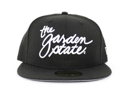 The Garden State Script New Era 59Fifty Fitted Hats (Black Gray Under Brim)
