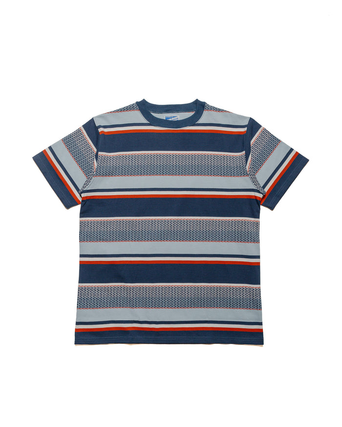 lost & found The Real McCoy's The Real McCoy's MC24017 Jacquard Knit Stripe Tee Navy