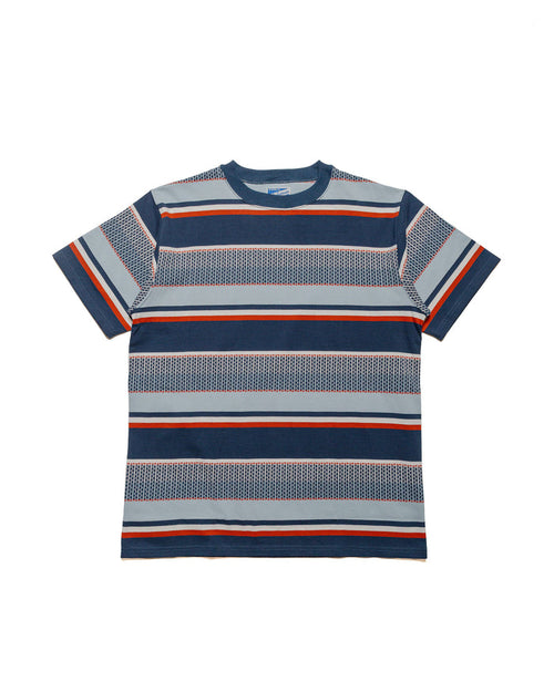 lost & found The Real McCoy's The Real McCoy's MC24017 Jacquard Knit Stripe Tee Navy