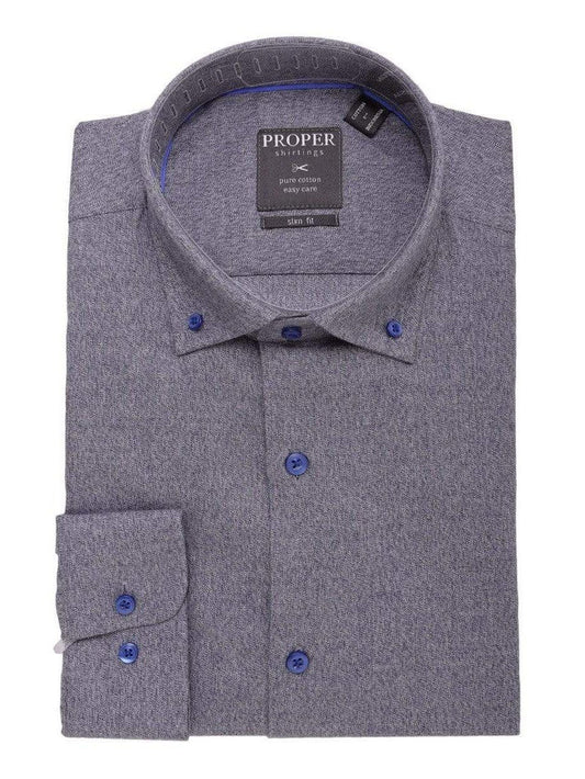 The Suit Depot Mens 100% Cotton Solid Heather Blue Slim Fit Dress Shirt - The Suit Depot