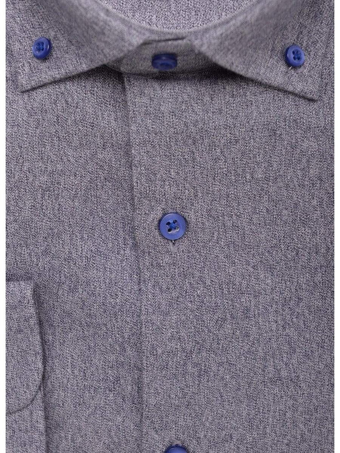 The Suit Depot Mens 100% Cotton Solid Heather Blue Slim Fit Dress Shirt - The Suit Depot