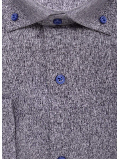 The Suit Depot Mens 100% Cotton Solid Heather Blue Slim Fit Dress Shirt - The Suit Depot