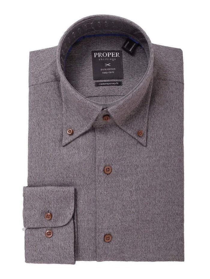 Proper Shirtings SHIRTS XLT The Suit Depot Mens 100% Cotton Solid Heather Brown Modern Fit Dress Shirt