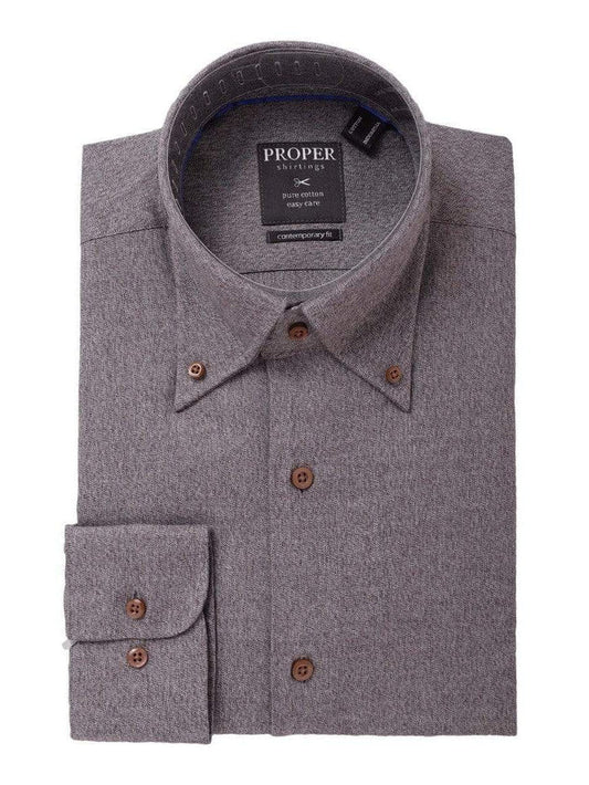 Proper Shirtings SHIRTS XLT The Suit Depot Mens 100% Cotton Solid Heather Brown Modern Fit Dress Shirt