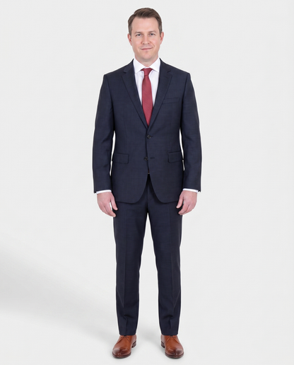 The Suit Depot Mens Blue Tonal Mini Check 100% Wool Modern Fit Suit - The Suit Depot