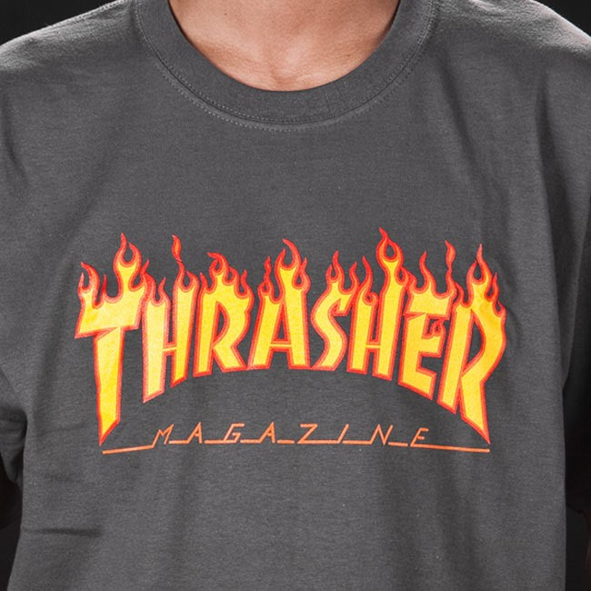 Thrasher Magazine Flame Logo T-Shirt (Charcoal Gray)