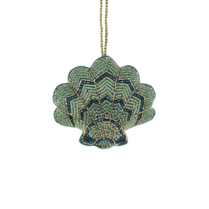 Tinsel Scalloped Shell Ornament