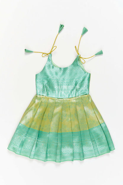Toddler Kanchi Silk Frock for Temple Visit and Pooja