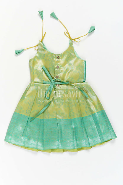 Toddler Kanchi Silk Frock for Temple Visit and Pooja