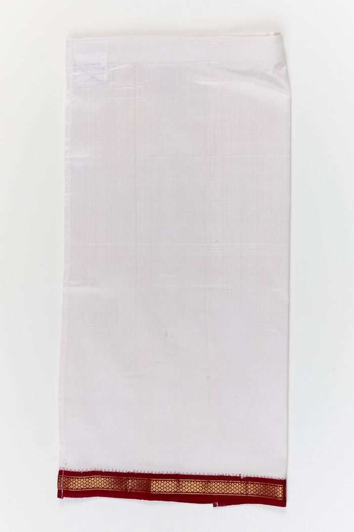 The Nesavu Pure Silk Vesti Traditional Silk Veshti for Baby Boys and Toddlers Nesavu 20 (3Y) / White / Pure Silk D068D-20 Nesavu traditional silk veshti for baby boys and toddlers for festive and ethnic occasions