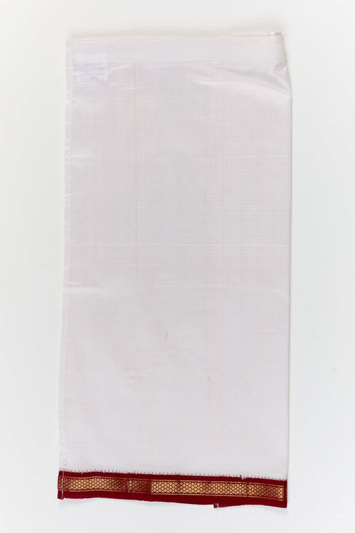 The Nesavu Pure Silk Vesti Traditional Silk Veshti for Baby Boys and Toddlers Nesavu 20 (3Y) / White / Pure Silk D068D-20 Nesavu traditional silk veshti for baby boys and toddlers for festive and ethnic occasions