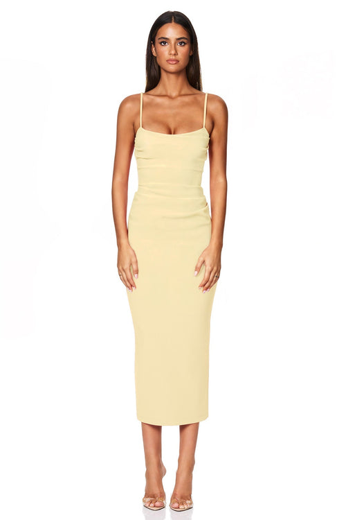 Nookie Tucked Tease Midi Dress - Lemon