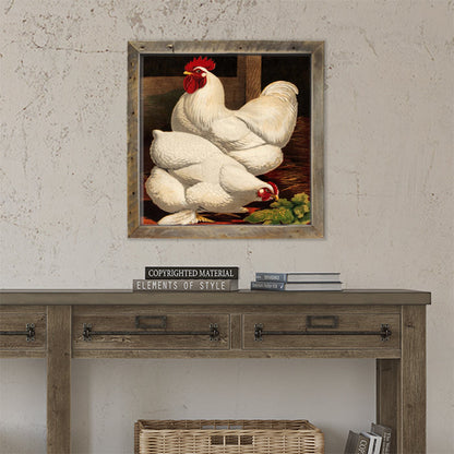 Two White Roosters
