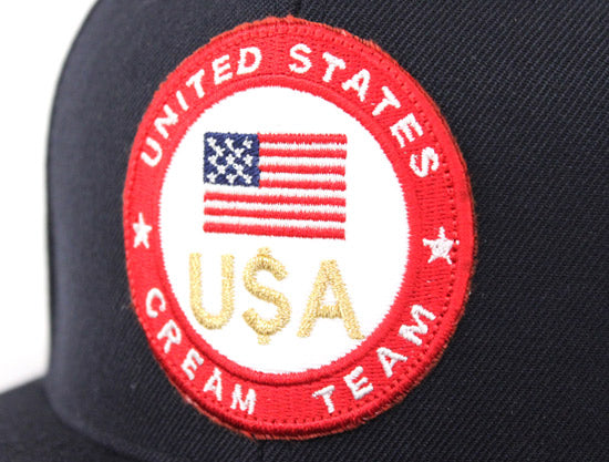 United States CREAM TEAM Snapback Hats (Navy Green Under Brim)