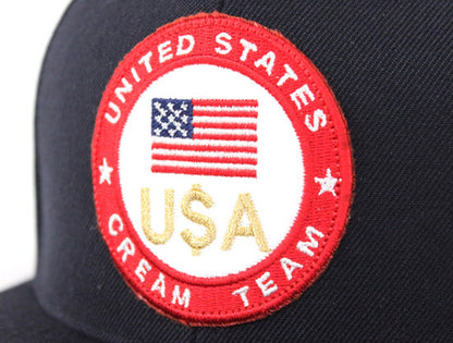 United States CREAM TEAM Snapback Hats (Navy Green Under Brim)