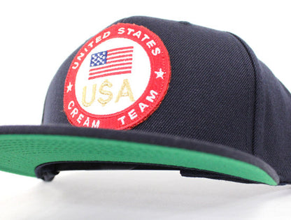 United States CREAM TEAM Snapback Hats (Navy Green Under Brim)