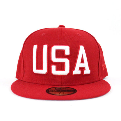 USA New Era 59Fifty Fitted Hat (Red Gray Under Brim)