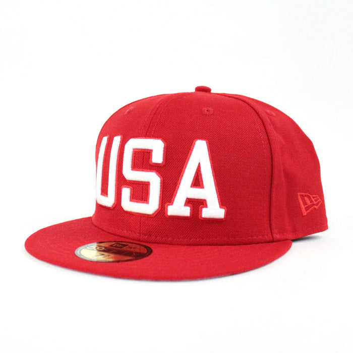 USA New Era 59Fifty Fitted Hat (Red Gray Under Brim)