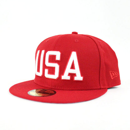 USA New Era 59Fifty Fitted Hat (Red Gray Under Brim)