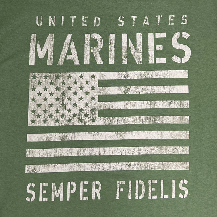 USMC Distressed Flag T-Shirt (OD Green)