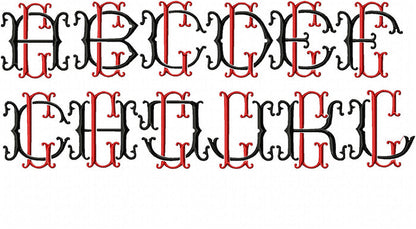 VINTAGE BAROQUE INTERLOCKING MONOGRAM FONT - SET "G" 3 AND 4 INCH SIZE