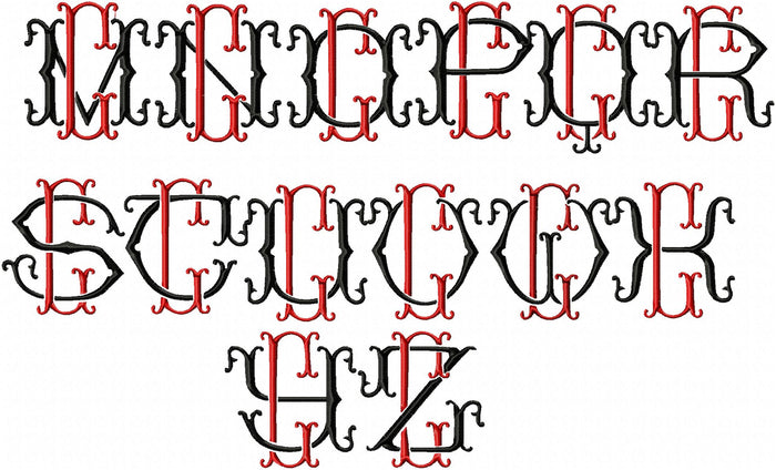 VINTAGE BAROQUE INTERLOCKING MONOGRAM FONT - SET "G" 3 AND 4 INCH SIZE