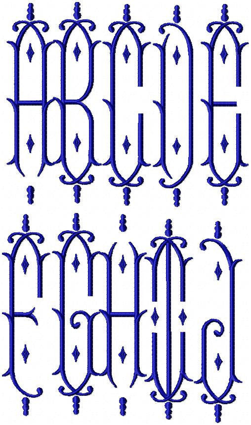 Vintage Diamond Monogram Font - 8 inch size