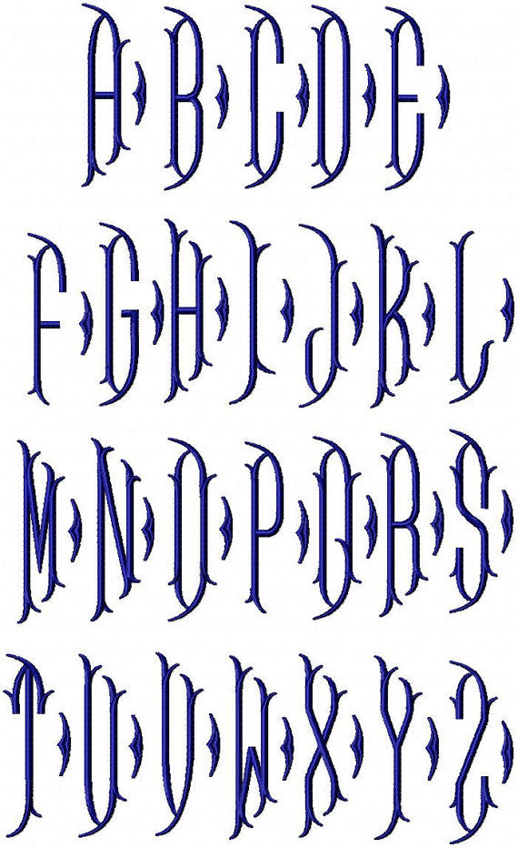Vintage Diamond Monogram Font - 8 inch size