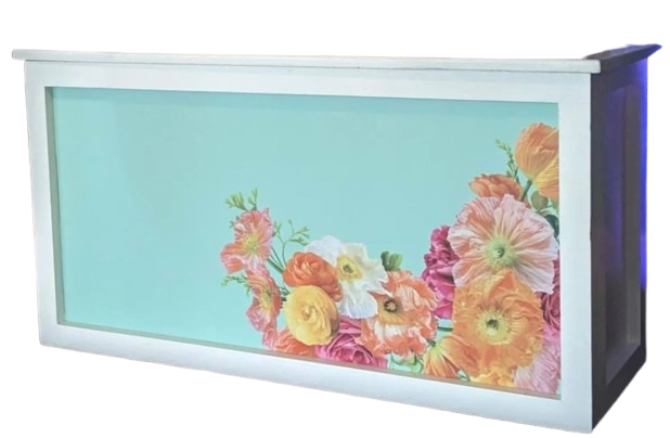White Wood Bar w/ Acrylic Insert - 6'