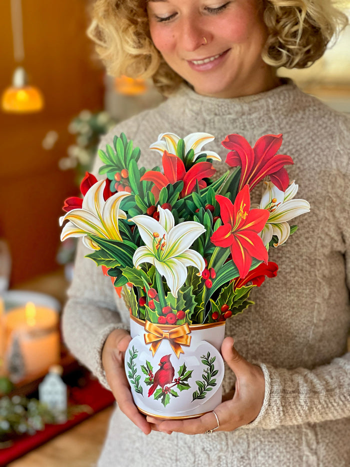 Winter Joy Pop-Up Flower Bouquet Card