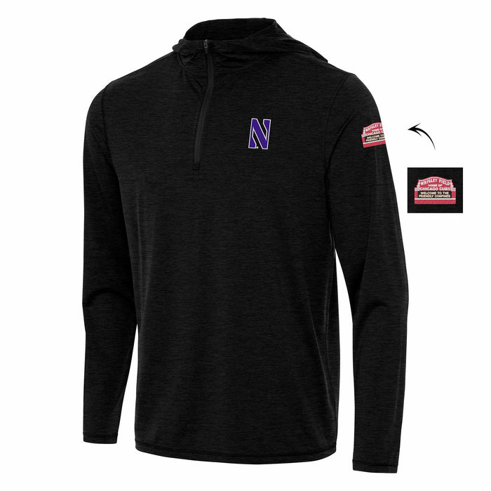 Wrigley Field Northwestern University Antigua Quarter Zip Pullover Hooded Shirt