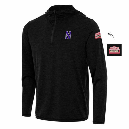 Wrigley Field Northwestern University Antigua Quarter Zip Pullover Hooded Shirt