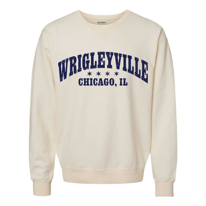 Wrigleyville Neighborhood Chicago Stars Parchment Lightweight Crewneck Sweatshirt